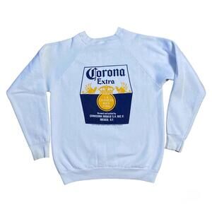 VTG Corona Extra Mexican Beer Logo Crewneck Sweatshirt Size Large Double Sided